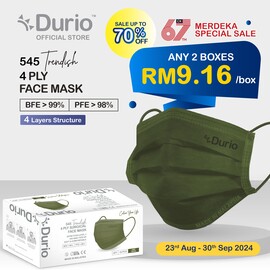 Durio 545 Trendish 4 Ply Surgical Face Mask - Army Green- (40pcs)